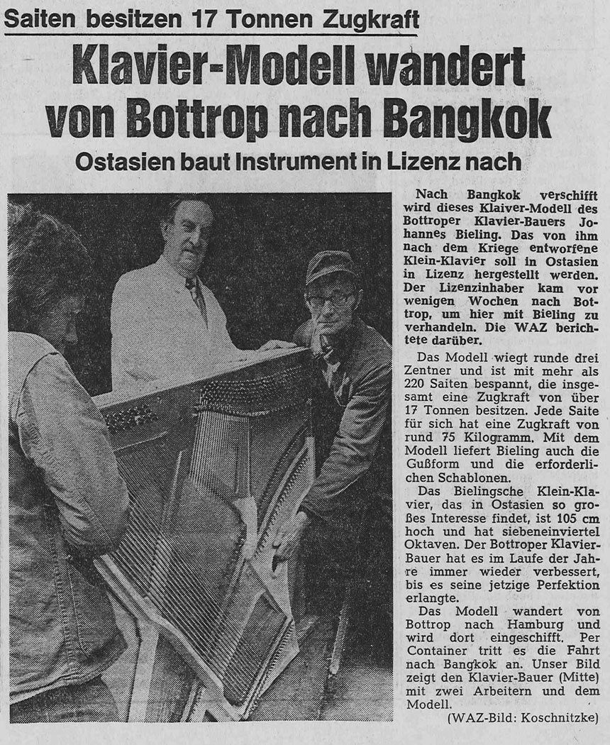 Klavier-Modell wandert von Bottrop nach Bangkok - Seite 1/1
